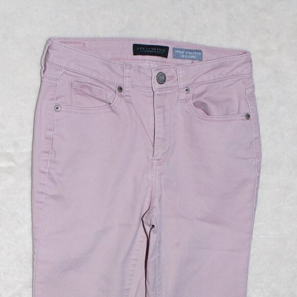 SPRING Pink Aeropostale High Waisted Jegging Size 4 Reg Medium Jeans Inseam 27” - Picture 1 of 5